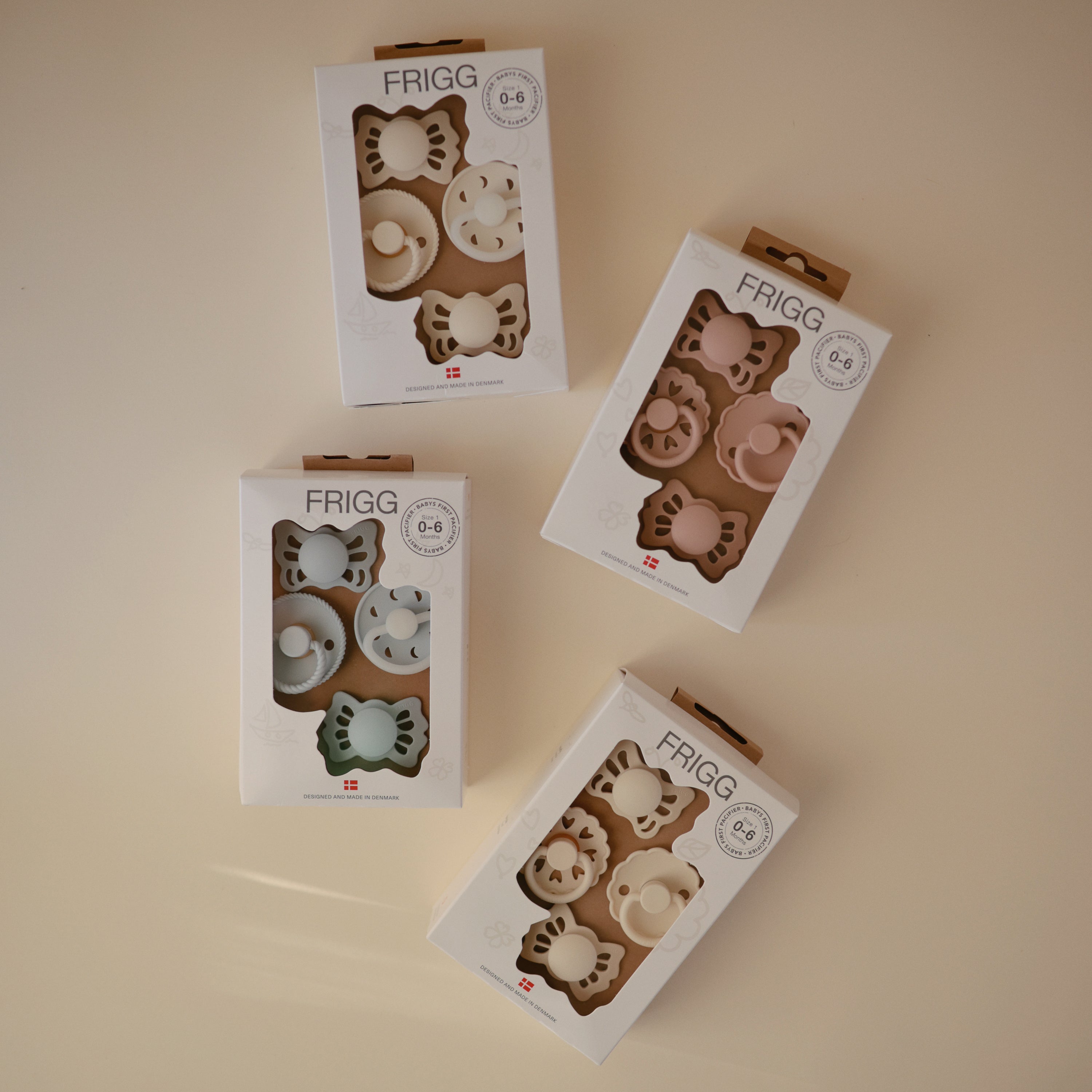 Image of FRIGG Baby's First Pacifier Moonlight Sailing (Cream) 4-Pack
